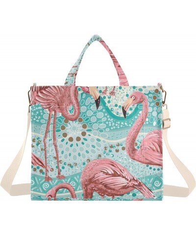 Women Purses Totes Flamingo Tropical Blue Black Tote Bag Travel Teacher Bag Tote Large Capacity Tote Bag Floral Flamingo Blue...