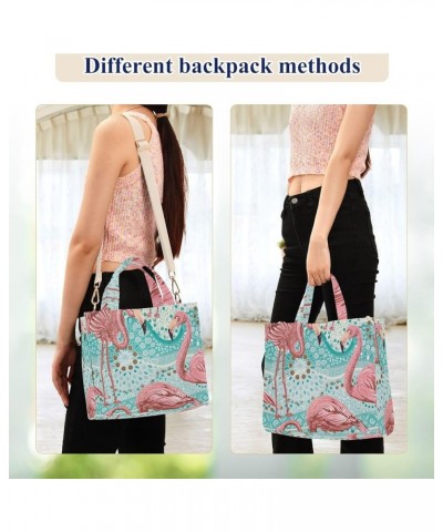 Women Purses Totes Flamingo Tropical Blue Black Tote Bag Travel Teacher Bag Tote Large Capacity Tote Bag Floral Flamingo Blue...