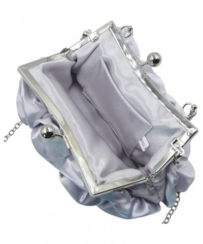 Women Evening Bag Silk-Like Satin Rose Shaped Clutch Handbag with Elegant Metal Handle for Party Wedding Purse Silver $14.40 ...