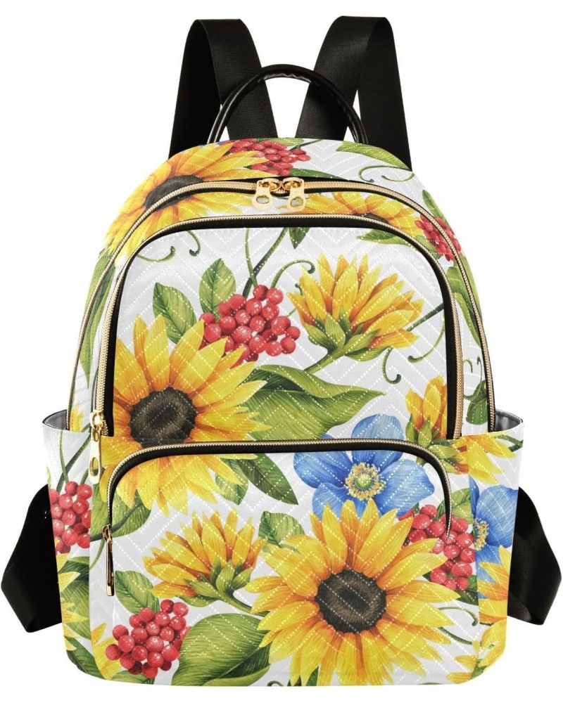 Sunflowers Fashion Backpack Purse for Women Multipurpose Casual Daypack with Multi Pockets & Secured Zipper Ladies Handbag fo...