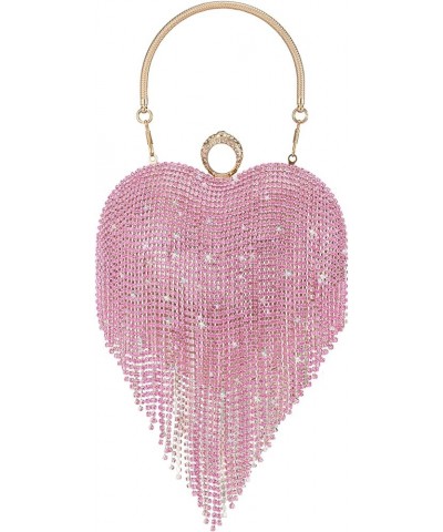 Womens Rhinestone Heart Purse,Sparkly Evening Clutch Bag for Formal/Wedding/Cocktail/Prom/Party/Club Pink $13.86 Evening Bags