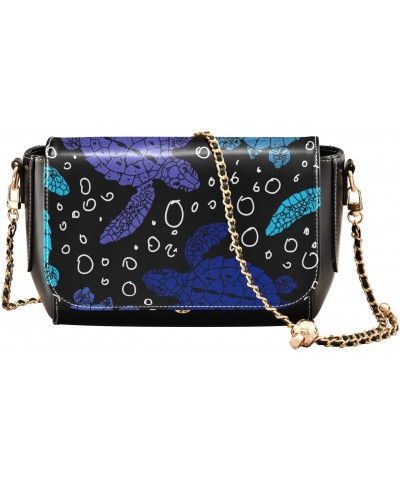 Dark Blue Turtles Crossbody Bags for Women Leather Purse Handbag Shoulder Bag for Daily Gifts Work $20.39 Shoulder Bags