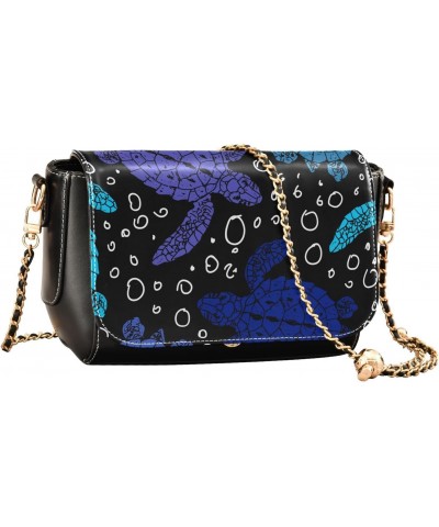 Dark Blue Turtles Crossbody Bags for Women Leather Purse Handbag Shoulder Bag for Daily Gifts Work $20.39 Shoulder Bags