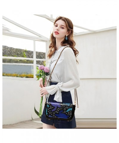 Dark Blue Turtles Crossbody Bags for Women Leather Purse Handbag Shoulder Bag for Daily Gifts Work $20.39 Shoulder Bags