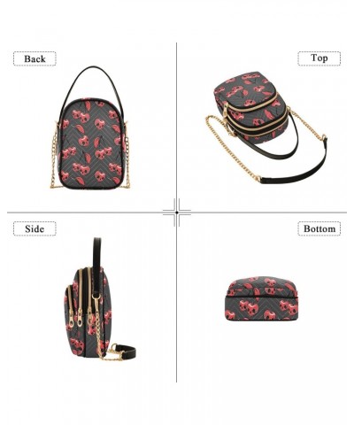 Fashionable Cherry Skulls Crossbody Bags for Women Quilted Shoulder Bag Handbag with Chain Strap Funny Trendy Cross Body Cell...