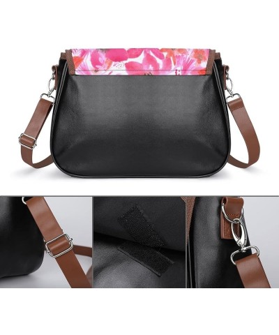 Printed Shoulder Crossbody Bag Leather Hobo Bags Medium Ladies Top Handles Satchels Fruits Pattern Color1 $24.95 Hobo Bags