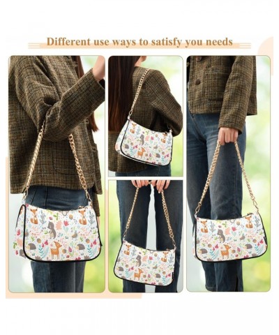 Forest Animal Women Shoulder Bag Clutch Chain Purse Handbags with Zipper Pocket Tote Hobo Bag for Vacation Trip $16.49 Totes