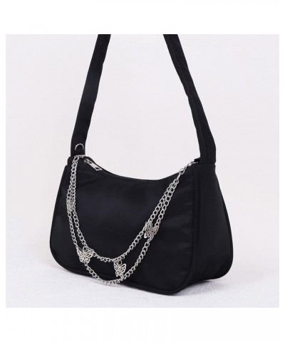 Small Shoulder Purses for Women Women Small Shoulder Underarm Nylon Ladies Chain Pure Color Zipper Mini Purse Handbag (Color ...