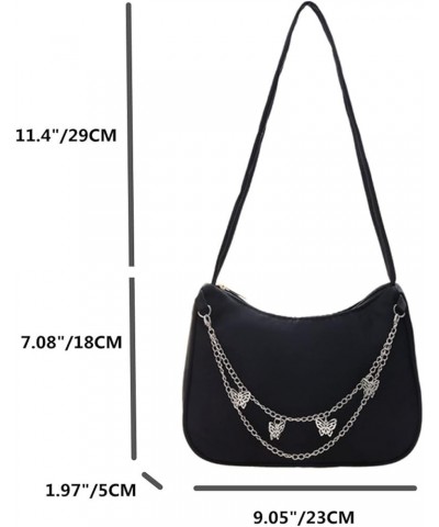 Small Shoulder Purses for Women Women Small Shoulder Underarm Nylon Ladies Chain Pure Color Zipper Mini Purse Handbag (Color ...