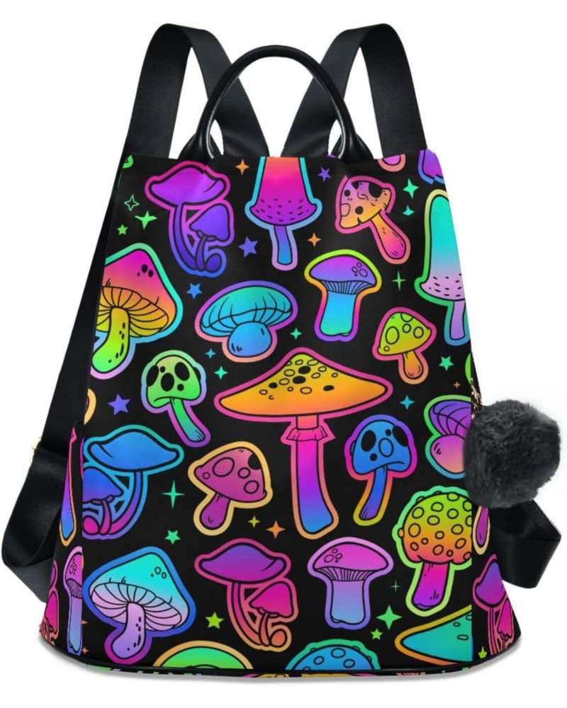 Women Fashion Backpack Cartoon Mushroom Luminous print, Anti Theft Casual Daypack Shoulder Bag Purse for Travel Work 15 inche...