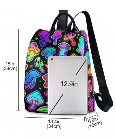 Women Fashion Backpack Cartoon Mushroom Luminous print, Anti Theft Casual Daypack Shoulder Bag Purse for Travel Work 15 inche...