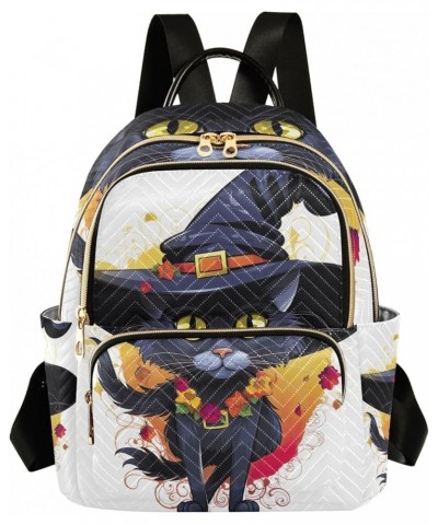 Vase and Black Cat Backpack Purse Quilted Quilted Travel Bag Cat in a Witch Headdress Medium $15.98 Backpacks