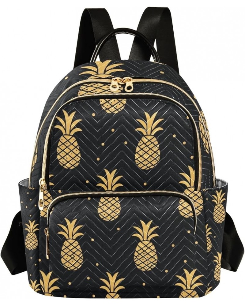 Small Backpack Purse for Women, Gold Pineapples Travel Bag Casual Daypack Shoulder Bag Medium $16.92 Backpacks