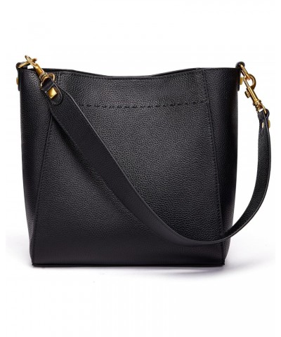 Leather Bucket Tote Bag For Women Medium Hobo Shoulder Purse And Handbags (1-Black) $40.39 Totes