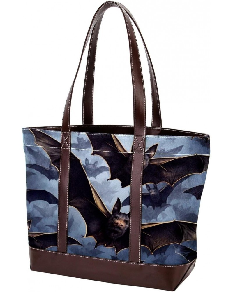 Bat Canvas Leather Mix Hand-Held Bag, 13.3x4.7x12.2 in, Stylish Women's Fashion Shoulder Bag $20.16 Shoulder Bags