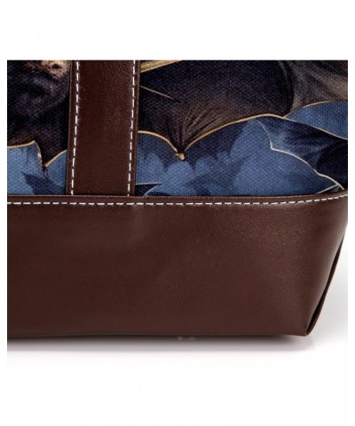 Bat Canvas Leather Mix Hand-Held Bag, 13.3x4.7x12.2 in, Stylish Women's Fashion Shoulder Bag $20.16 Shoulder Bags