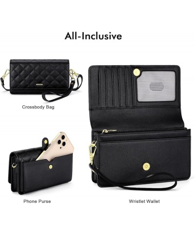 Crossbody Bag for Women Cellphone Little Purse with Credit Card Slots Lightweight Leather Wristlet Wallet 8 - Checkered Black...