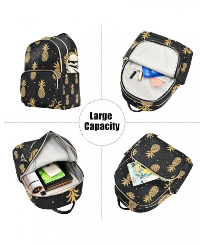 Small Backpack Purse for Women, Gold Pineapples Travel Bag Casual Daypack Shoulder Bag Medium $16.92 Backpacks