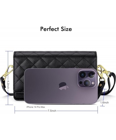 Crossbody Bag for Women Cellphone Little Purse with Credit Card Slots Lightweight Leather Wristlet Wallet 8 - Checkered Black...