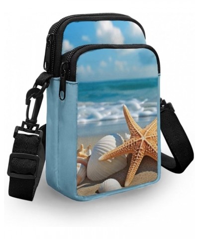 Cute Crossbody Bag Messenger Purse for Women Double Pockets Multipurpose Shoulder Bag Beach Starfish $11.65 Crossbody Bags