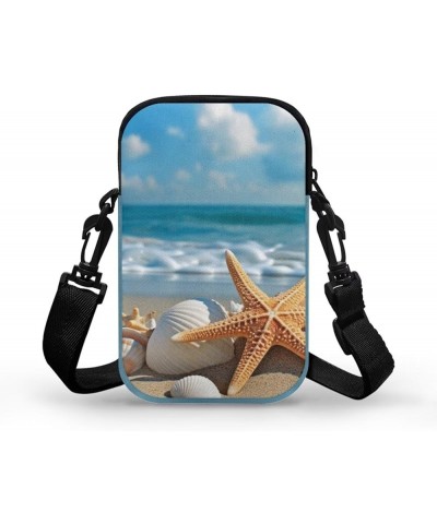 Cute Crossbody Bag Messenger Purse for Women Double Pockets Multipurpose Shoulder Bag Beach Starfish $11.65 Crossbody Bags