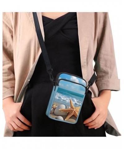 Cute Crossbody Bag Messenger Purse for Women Double Pockets Multipurpose Shoulder Bag Beach Starfish $11.65 Crossbody Bags