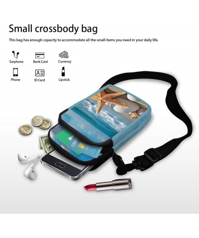 Cute Crossbody Bag Messenger Purse for Women Double Pockets Multipurpose Shoulder Bag Beach Starfish $11.65 Crossbody Bags