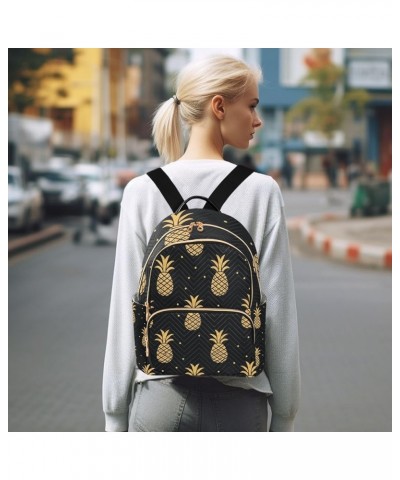 Small Backpack Purse for Women, Gold Pineapples Travel Bag Casual Daypack Shoulder Bag Medium $16.92 Backpacks