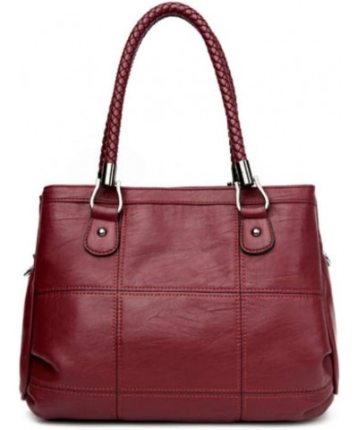 Women Shoulder Bag PU Leather Handbag Plaid Print Sling Satchel Bags (Burgundy) Burgundy $37.29 Totes