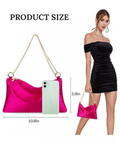 Women's Satin Evening Bag Clutch Purse Handbag for Women Wedding Shoulder Bag with 2 Chains for Formal Cocktail Party Pink (S...