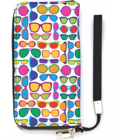 Colorful Eye Glasses Wristlet Wallet Leather Long Card Holder Purse Slim Clutch Handbag for Women $17.32 Wristlets