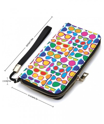 Colorful Eye Glasses Wristlet Wallet Leather Long Card Holder Purse Slim Clutch Handbag for Women $17.32 Wristlets