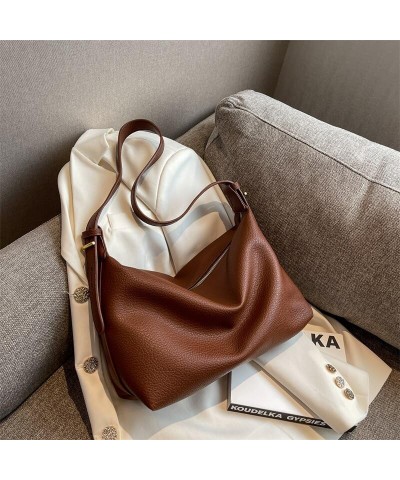 Ladies Shoulder Bags Solid Color Soft Leather Shoulder Bags Women Handbag Zip Female Messenger Bags Solid Color Coffee $19.44...