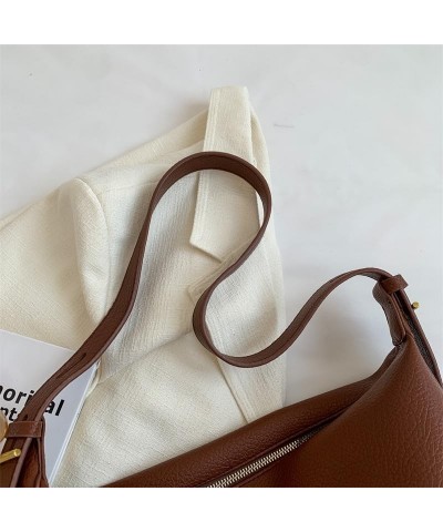 Ladies Shoulder Bags Solid Color Soft Leather Shoulder Bags Women Handbag Zip Female Messenger Bags Solid Color Coffee $19.44...