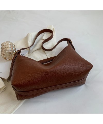 Ladies Shoulder Bags Solid Color Soft Leather Shoulder Bags Women Handbag Zip Female Messenger Bags Solid Color Coffee $19.44...