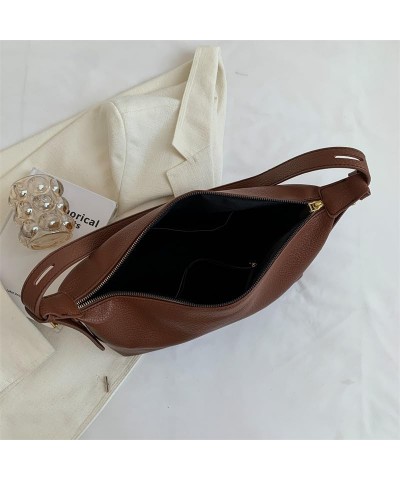 Ladies Shoulder Bags Solid Color Soft Leather Shoulder Bags Women Handbag Zip Female Messenger Bags Solid Color Coffee $19.44...