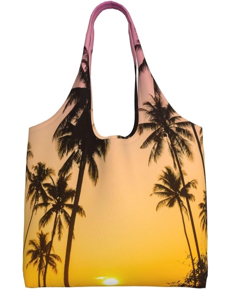 Palm Trees Single Shoulder Commuter Canvas Tote Bags For Women And Men Palm Trees 26 $10.11 Totes