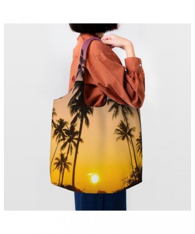 Palm Trees Single Shoulder Commuter Canvas Tote Bags For Women And Men Palm Trees 26 $10.11 Totes