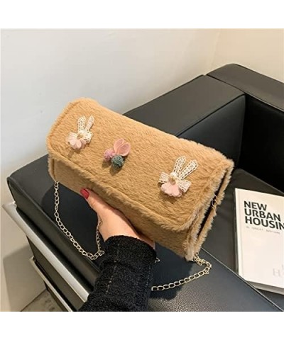 Women Girls Fuzzy Shoulder Bag Soft Warm Crossbody Bag Fleece Dating Bag Brown $10.99 Shoulder Bags