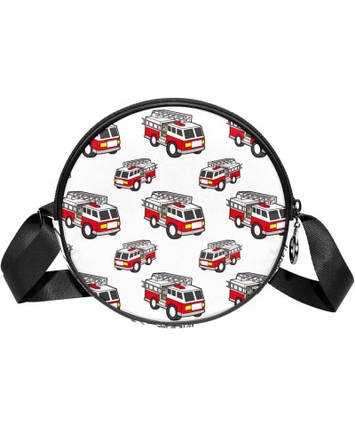 Cartoon Bus Pattern Crossbody Bag for Women Teen Girls Round Canvas Shoulder Bag Purse Tote Handbag Bag $10.50 Totes