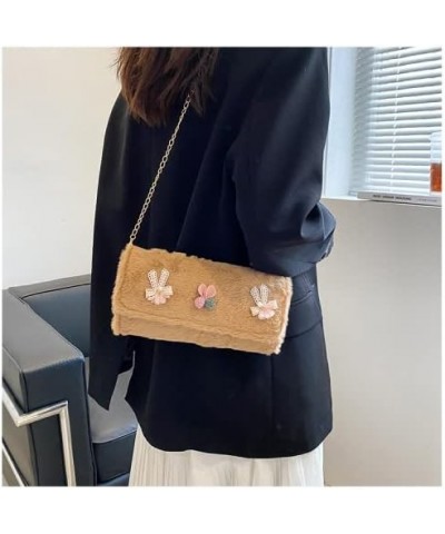 Women Girls Fuzzy Shoulder Bag Soft Warm Crossbody Bag Fleece Dating Bag Brown $10.99 Shoulder Bags