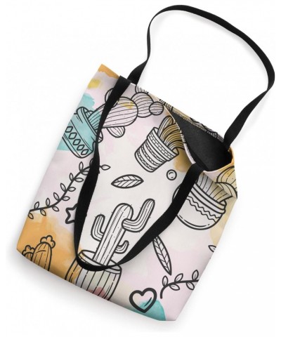 Abstract Boho Cactus Line Art Minimalist Flowers Aesthetic Tote Bag $16.50 Totes