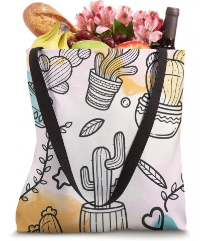 Abstract Boho Cactus Line Art Minimalist Flowers Aesthetic Tote Bag $16.50 Totes