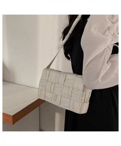 Woven Bag for Women Medium Vegan Leather Shoulder Bags Fashion Designer Crossbody Bag Ladies Purse for Summer 2023 White $26....