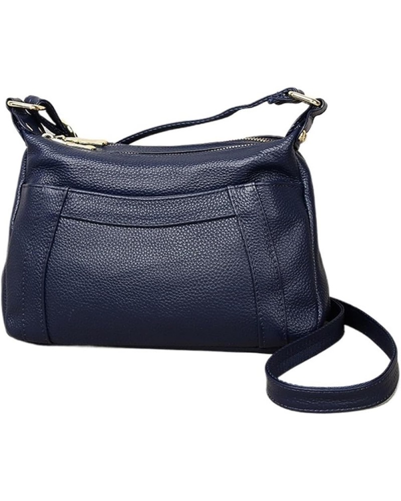 Simple Cross-body Bag Women's Top Cowhide Shoulder Bag Leather Classic, with A Sense of Layered Design Royal Blue $19.35 Shou...