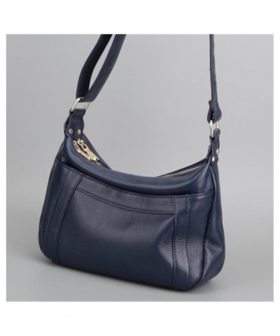 Simple Cross-body Bag Women's Top Cowhide Shoulder Bag Leather Classic, with A Sense of Layered Design Royal Blue $19.35 Shou...