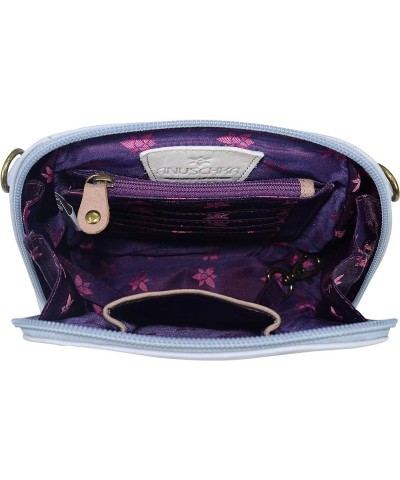 Women's Genuine Leather Zip Around Travel Organizer - Hand Painted Exterior Bel Fiori $71.85 Crossbody Bags