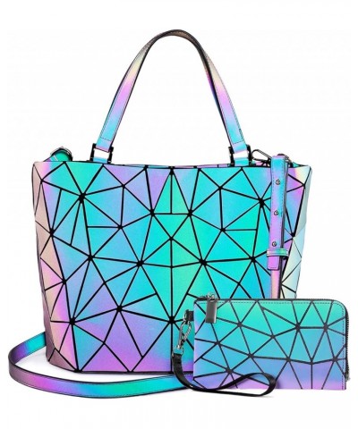 Geometric Luminous Purses and Handbags for Women Holographic Reflective Crossbody Bag Wallet 2pcs Purses Set $16.42 Crossbody...