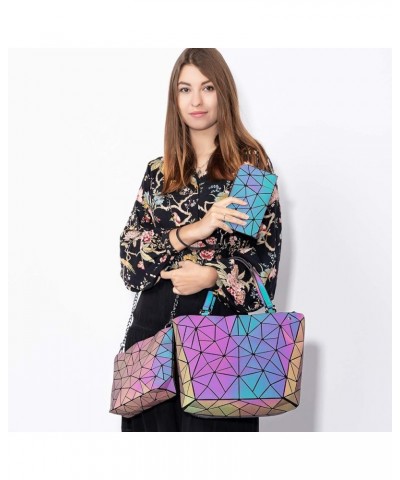 Geometric Luminous Purses and Handbags for Women Holographic Reflective Crossbody Bag Wallet 2pcs Purses Set $16.42 Crossbody...