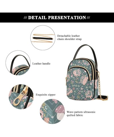 Cell Phone Pouch Small Colorful Cartoon Shark Quilted Woman Shoulder Handbag PU Leather Purses for Women Tote Blooming Hedgeh...